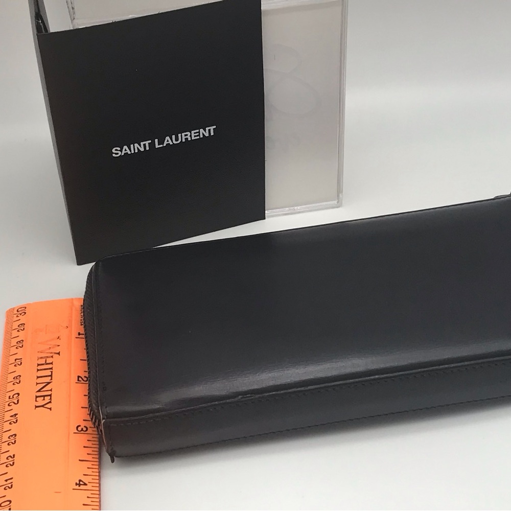 YSL   SAINT LAURENT BLACK Lshaped ROUND LONG LEATHER ZIP WALLET   EUC - Picture 9 of 14